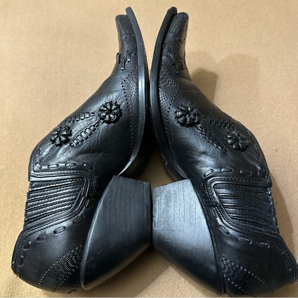 BCBGirls Black Leather Western Ankle Boots - Picture 6 of 9